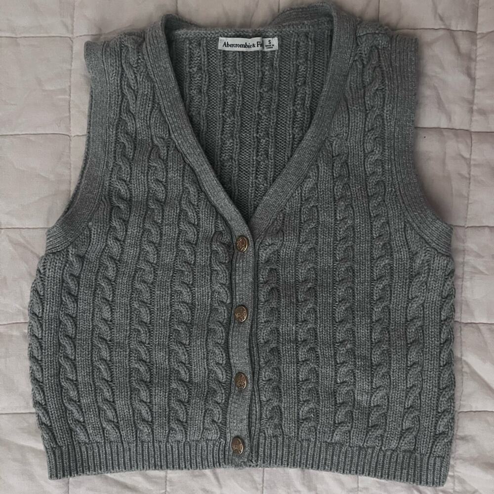 A&F Mara Cable Knit Gold Button Down Sweater Academia Preppy Old Money - Small - Picture 4 of 10